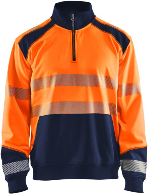 Blåkläder Sweatshirt halve rits High-Vis 35562528 High-Vis Oranje/Marineblauw
