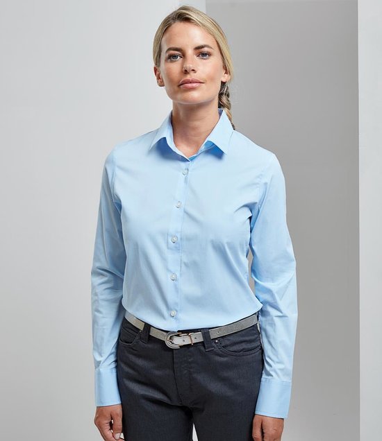Premier - Ladies Long Sleeve Stretch Fit Poplin Shirt