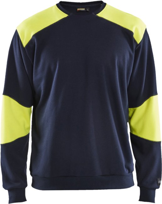 Blåkläder Vlamvertragend Sweatshirt 34581762 Marine/High-Vis Geel