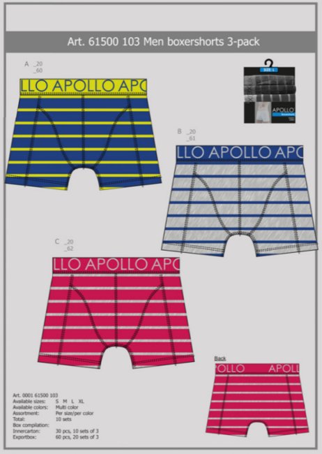 Apollo Heren Boxershorts 3-Pack 000161500103