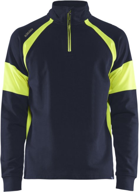 Blåkläder Sweatshirt met High-Vis zones 35501158 Marine/High-Vis Geel