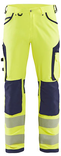 Blåkläder High-Vis werkbroek met 4-weg stretch zonder spijkerzakken 11971642 Geel/Marineblauw