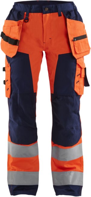 Blåkläder Dames werkbroek High-Vis met spijkerzakken 71561811 High-Vis Oranje/Marineblauw