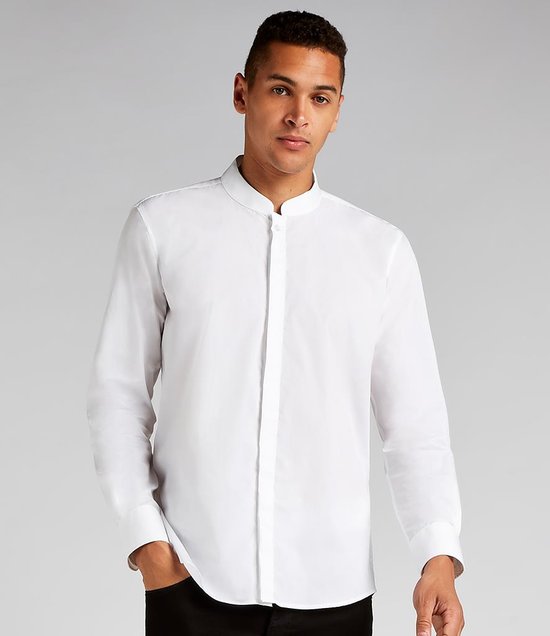 Kustom Kit - Long Sleeve Tailored Mandarin Collar Shirt