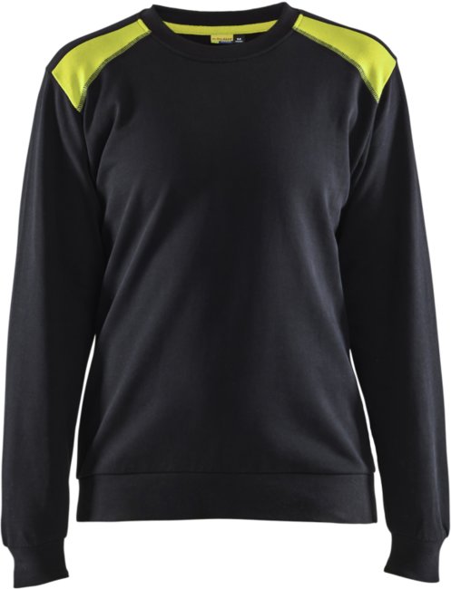 Blåkläder Sweatshirt bicolour Dames 34081158 Zwart/High-Vis Geel