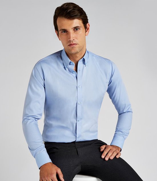 Kustom Kit - Long Sleeve Slim Fit Oxford Twill Non-Iron Shirt