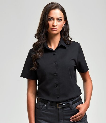 Premier - Ladies Short Sleeve Stretch Fit Poplin Shirt