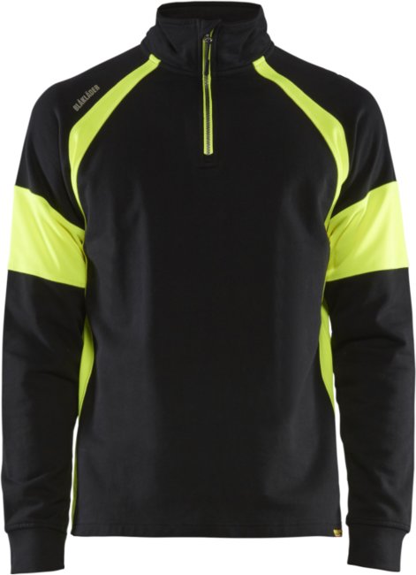 Blåkläder Sweatshirt met High-Vis zones 35501158 Zwart/High-Vis Geel