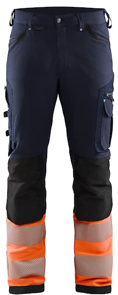 Blåkläder werkbroek met 4-weg stretch zonder spijkerzakken 11931642 Marineblauw/Oranje