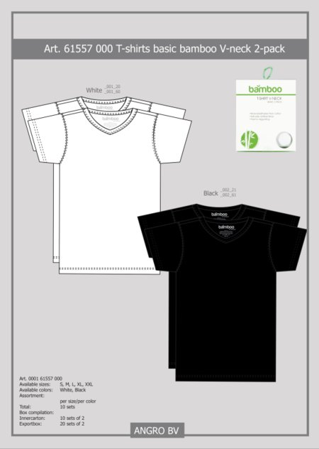 Bamboo T-shirts V-hals 2pack 000161557000