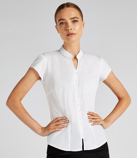 Kustom Kit - Ladies Cap Sleeve V Neck Tailored Continental Blouse